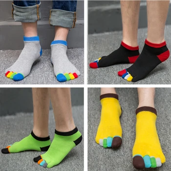 

3 Pairs Summer Sweat Male Socks Five Finger Mix Colors Cotton Cute Ankle Toe Socks Novelty 5 Fingers Thin Socks