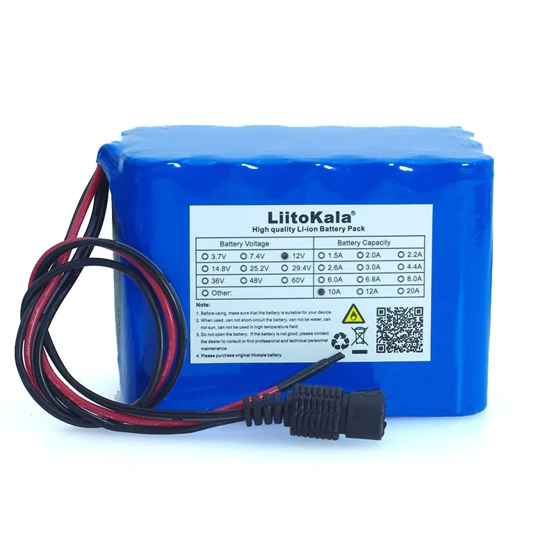 Recarregável de Lítio Capacidade com Bms Liitokala Nova Proteção Grande Capacidade 12v 10ah 18650 Bateria 10000 Mah 100% - Image 2