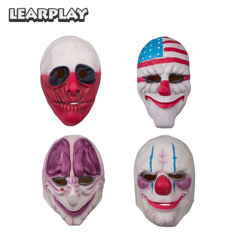 

Payday 2 Mask Joker Halloween Clown Cosplay Face Cover Masks Costume Accessories Party Christmas Game Props ZB000190