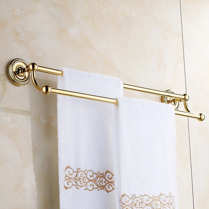 

Antique Towel Bar / Towel Holder 60cm Wall Mounted Solid Brass 2-Layer Towel Rack Bronze / Gold / Black