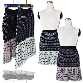 

2020 New Women Striped Elegant Bandage Skirt Sexy Bodycon Pencil Knitted Patchwork Summer Clubwear Party Skirts High Quality