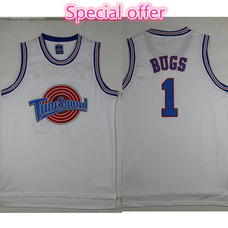 

2018 Movie jerseys Space Jam Bugs 1 Lola 10 Murray 22 Jordan 23 Tune Squad Basketball Jersey Stitched White