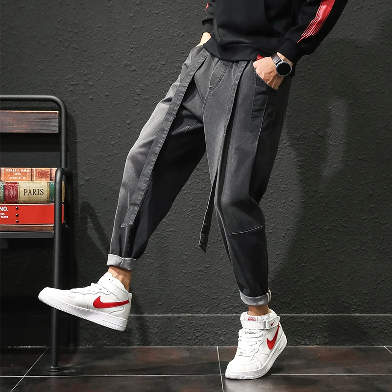 Плюс Размеры осенние новые джинсы Для мужчин модные ботильоны 2018 Длина шаровары свободные Винтаж уличной хип-хоп джинсовые брюки Для