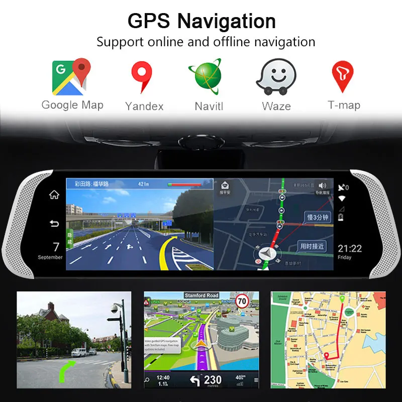 Зеркало заднего вида Fansicouk 10 дюймов Android 4G FHD 1080P ADAS GPS двойная камера