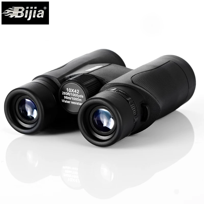 BIJIA 10x42 Военный бинокль жизни Водонепроницаемый высокое Мощность BAK4 Призма HD телескоп черного цвета с шейный ремень для переноски сумка