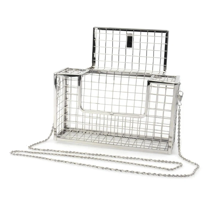 2018 Metal Hollow Women's Shoulder Crossbody Bags Evening Bag Luxury Lady Bags Cage Fashion Handbag Clutch THINKTHENDO