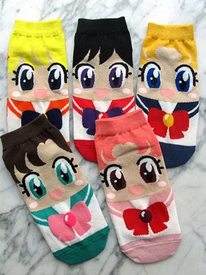 Sailor Moon Mercury Mars Jupiter Venus Cute Cartoon Socks Spring Summer Casual Women's Fashion Cotton Sneaker Socks One Set Sailor Moon Mercury Mars Jupiter Venus Cute Cartoon Socks Spring Summer Casual Women's Fashion Cotton Sneaker Socks One Set