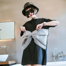 Европа трехмерные большой бант с длинным Футболка Повседневное с короткими рукавами свободные тонкие футболки