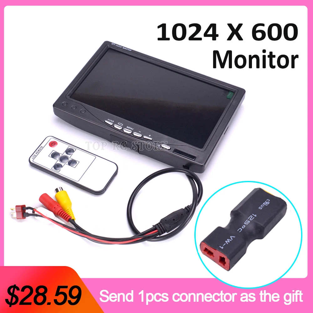 

7inch LCD TFT FPV 1024 x 600 Monitor with T plug Screen FPV Monitor Photography No blue for Ground Station Phantom