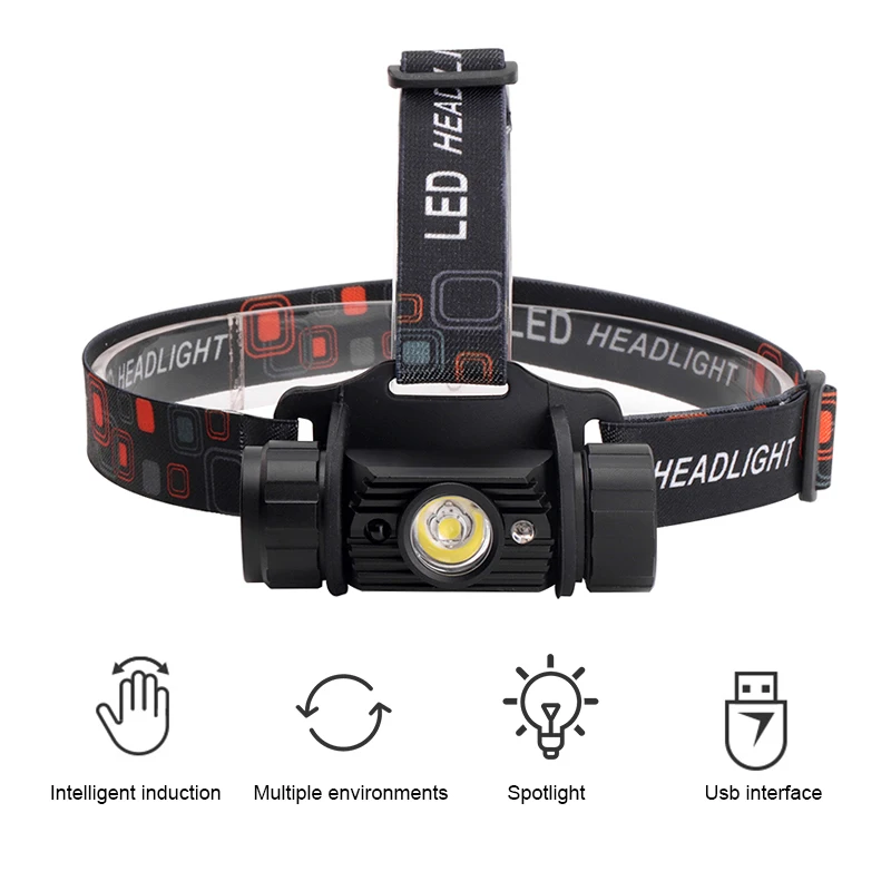 Buy Camping led lantern Mini IR Motion Sensor Powerful Headlamp USB Charger Headlight Induction Flashlight Hunting Head Torch 18650