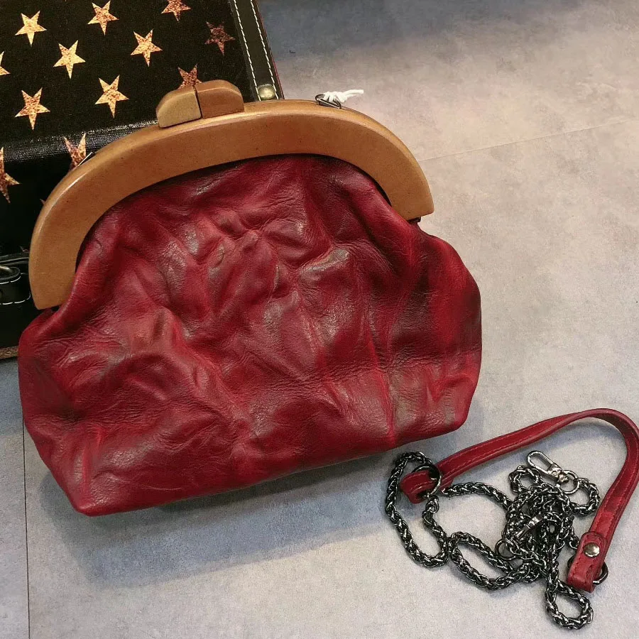 

Small Multifunction Women's Messenger Bags Genuine Leather Buckle Chain Mini Shoulder Bag For Ladies Bolsa Coin & Card Purse
