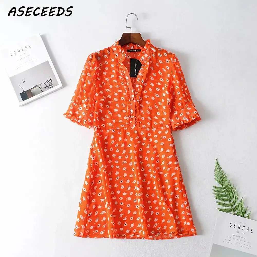 

2019 Summer Dress women sexy v neck mini Dress Boho Vintage Red floral Beach party Dress female Casual Korean Dresses vestidos