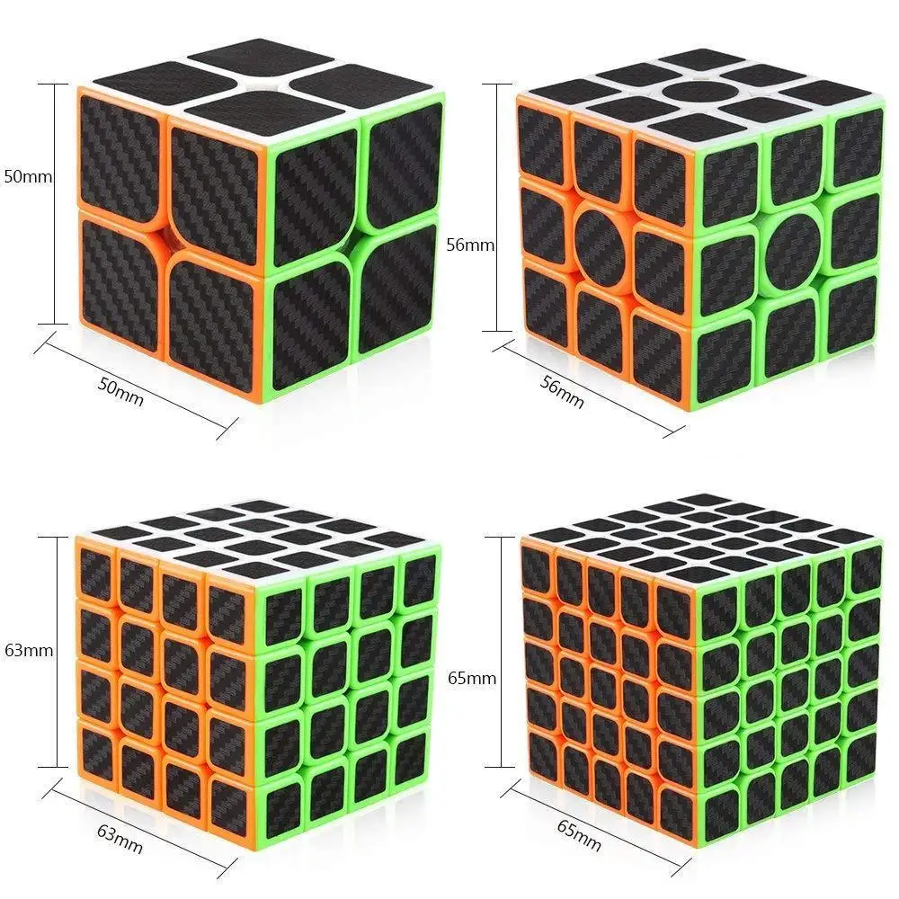 Z Cube 4 шт. набор магических кубиков 2x2 3x3x3 4x4x4 5x5x5 наклейка из углеродного волокна