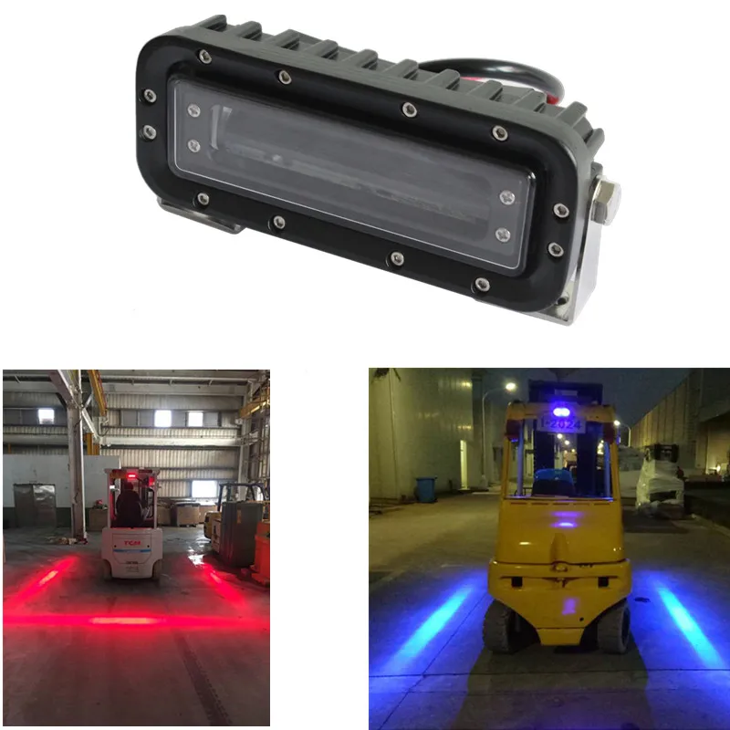

2pcs X Red Blue Zone 10-80V Long strip type LED forkilft safty 18w lights for Forklift heavy-duty machine for safety zone