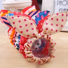 10 шт. милый кролик уши точка шифон Головные уборы эластичная резинка повязки с цветами для девочек Детские аксессуары для волос украшения