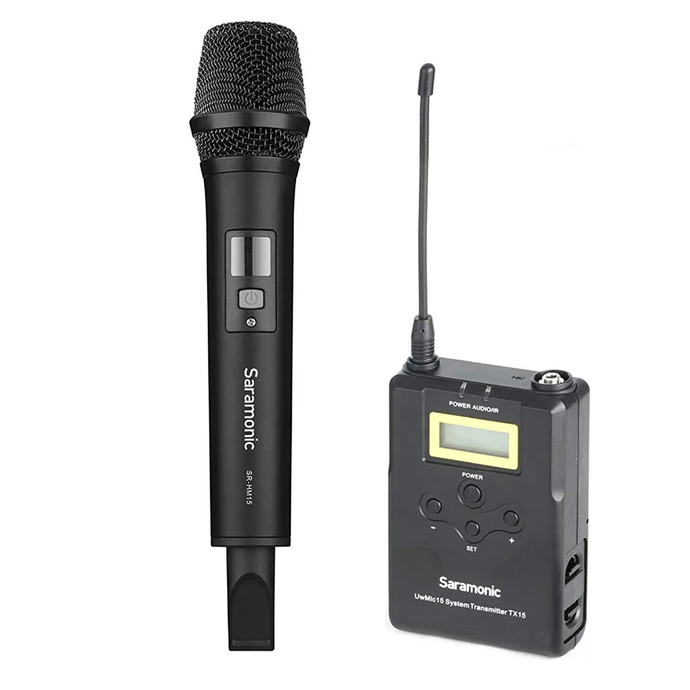 

Wireless Handheld Microphone Camera, Saramonic Uwmic15A UHF Interview Microphone System for Video Recording Nikon Canon DSLR