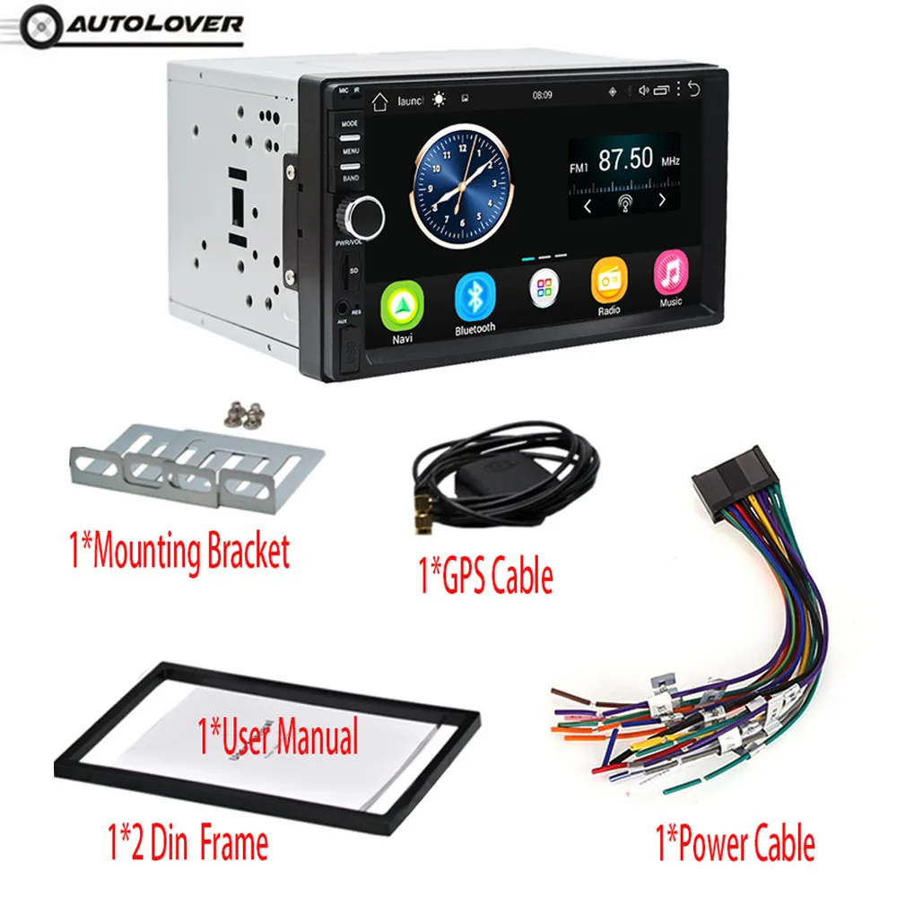 

2 Din Android System Car Multimedia Player AM / FM Stereo Radio 7 inch Touch Screen Wifi Bluetooth GPS Navigation