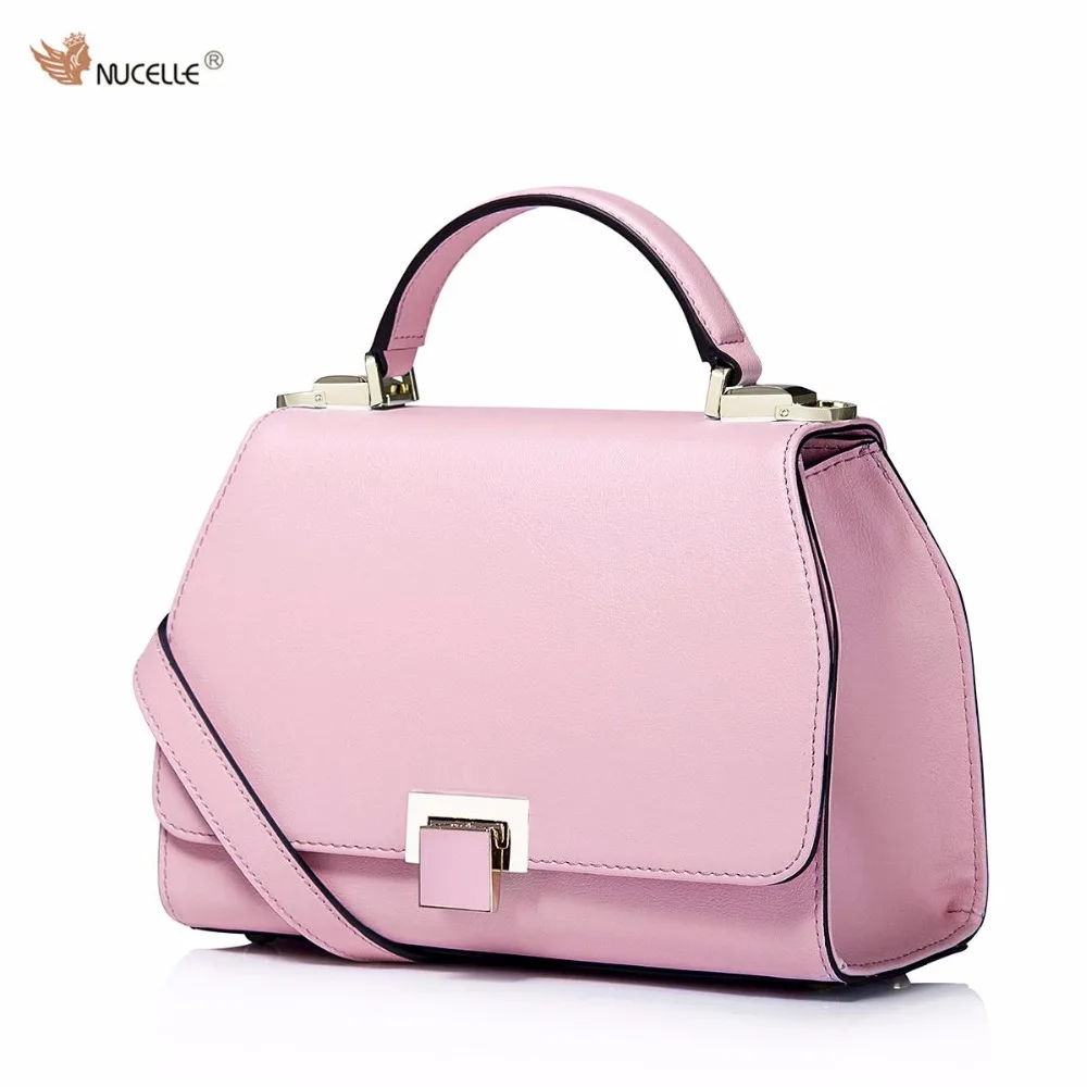 

NUCELLE New Brand Design Simple Fashoin Cow Leather With Lock Handbag Shoulder Flap Bags For Women Ladies