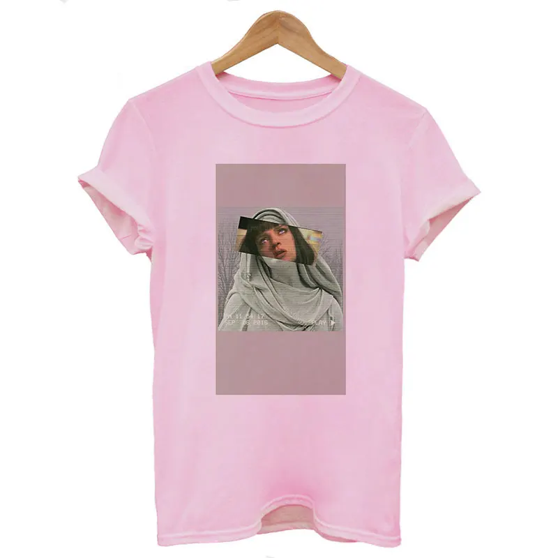 Летняя женская одежда тонкая футболка микеланжело забавная футболка для отдыха уличная юморная Эстетическая футболка Женские топы - Цвет: 2009-Pink