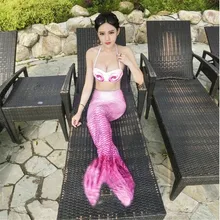 La nueva muchacha de lujo natación cola de sirena dress cosplay traje de halloween para las mujeres colas sirena señoras playa de arena de natación ropa