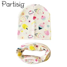 Partisig/Детская кепка с принтом мороженого; хлопковая детская шапка; шарф для девочек и мальчиков; Симпатичные шляпы для детей; кепка; Детский комплект из 2 предметов