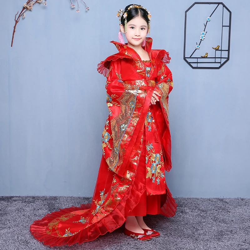 Традиционный Королевский драматургический Китайский древний костюм для девочек Династия Тан корт принцесса фея Драг хвост танцевальный костюм