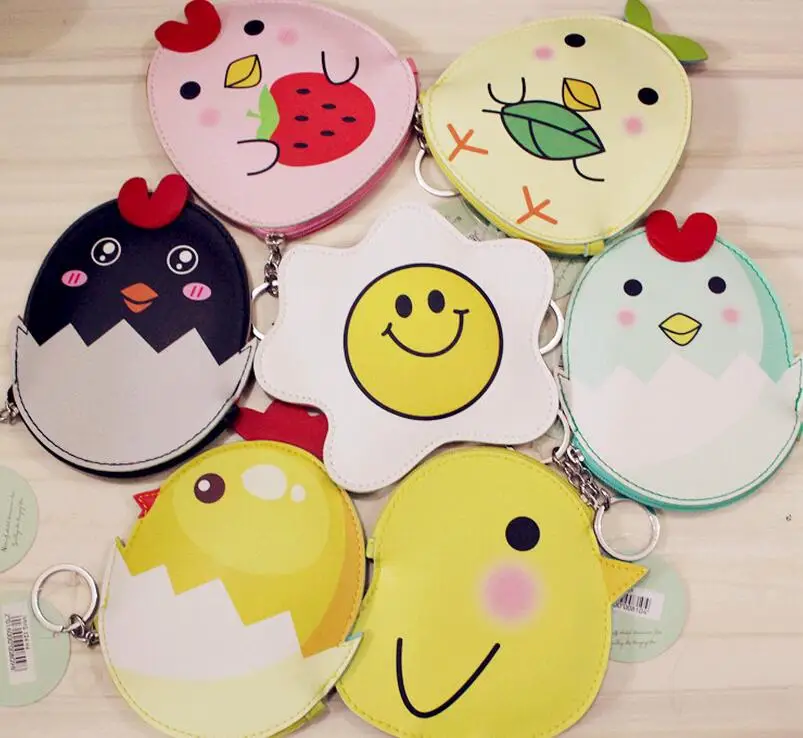 M389 The New Creative Cartoon Chicks Sun PU Zero Purse Key Chain Coin Purses Wallet Women Student Gift Wholesale coin purses the movie aladdin and the magic lamp zero wallet metrosexual fashionista out coin purse bag lqb1046