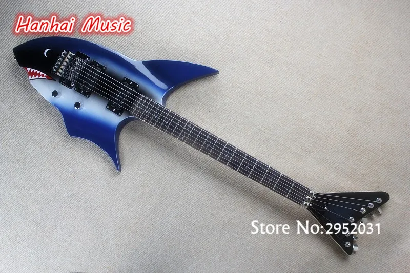 Free Sipping Electric Guitar,Shark Shape,21 Frets,2 Open