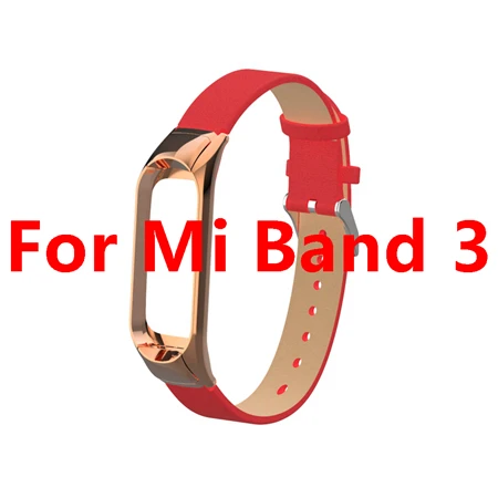 Кожаный ремешок mi Band 4 для Xiaomi mi Band 4 mi band 4 умный Браслет Анти-потеря спортивный браслет mi Band 3 ремешок умные аксессуары - Цвет: Red For Mi 3