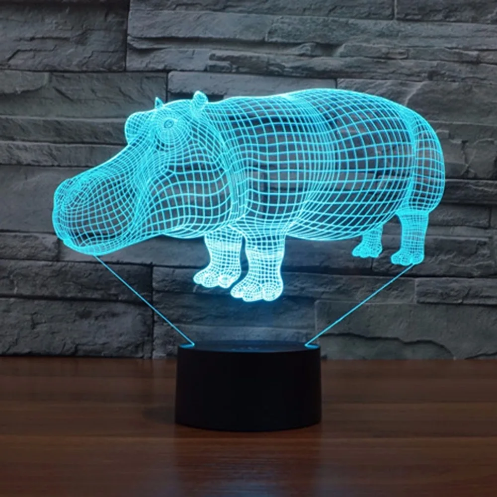 Rhino Style 3D Visual Bulb Optical Illusion Colorful Night