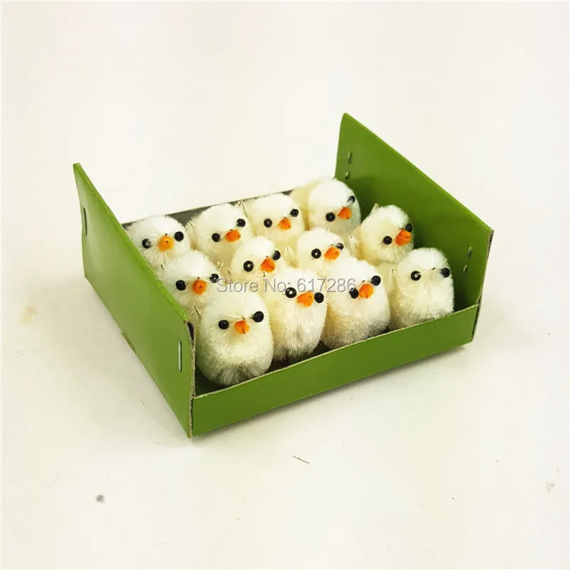 

Easter chicken Easter chick Pack of 48 pcs Easter White Chenille Chicks aster Ornament Holiday Decoration About 2.5cm High
