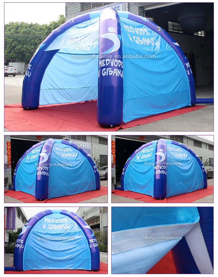Лидер продаж индивидуальные 4 м надувной синий купол остроумие четыре палатка multi-functional booth/игрушка для кемпинга палатка