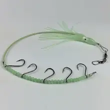 Тропический ночной осьминог Кальмар зеленый крючок светящаяся Шестерня шарик с 5 проволочными крючками