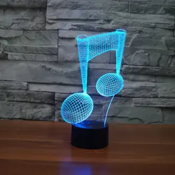 Музыка Примечание 3D Ночная лампа с кнопкой USB зарядка светодиодный свет Новинка подарки для детей
