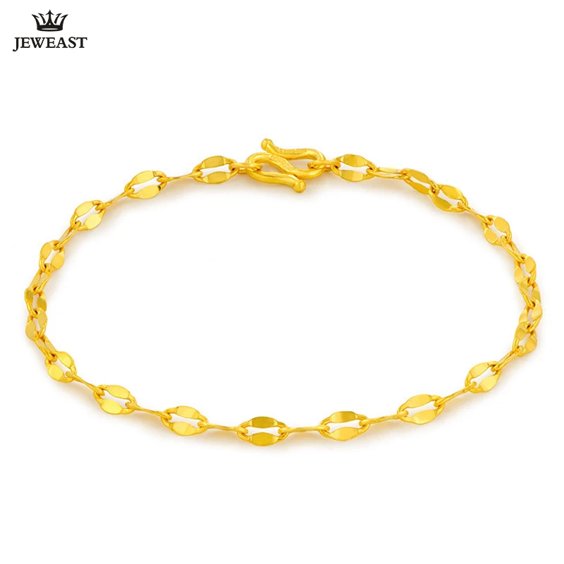 24K Pure Gold Bracelet Real 999 Solid Gold Bangle Shiny Charming Simple