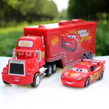 Disney Pixar Carros 2 Brinquedos 2 pcs Relâmpago McQueen de Construção Da Cidade Mack Caminhão Do Rei 1:55 Diecast Metal Modelo Figuras Para crianças