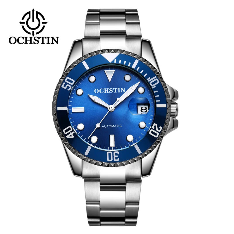 Бренд ochstin Дизайн Роскошные Для мужчин Tourbillon автоматические часы мужские Нержавеющая сталь Водонепроницаемый Бизнес спортивные механические наручные часы - Цвет: blue