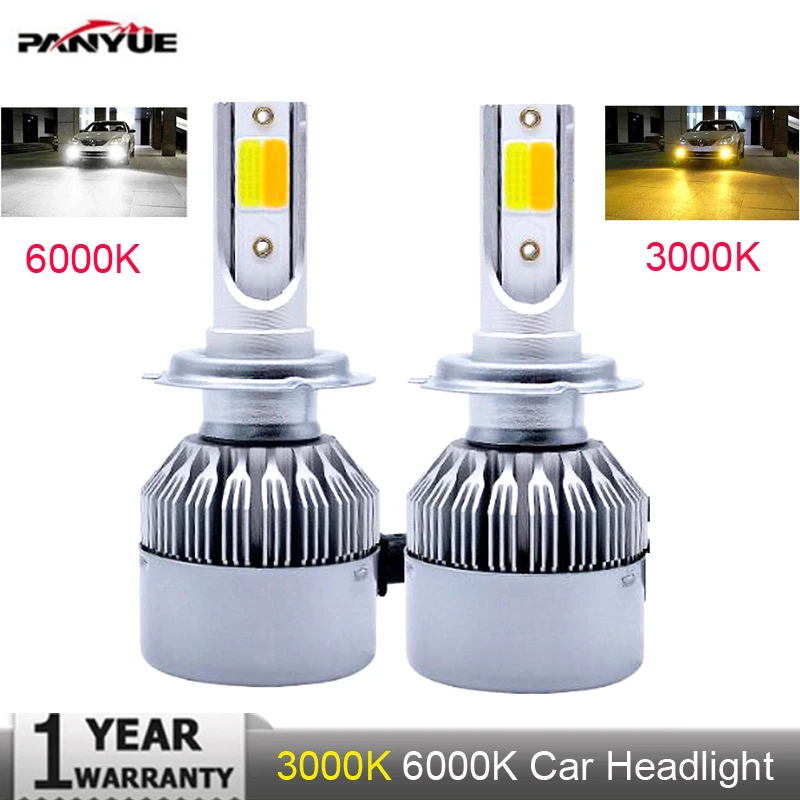 

Muxall Super bright Auto H7 H11 LED Car Headlight 9012 H1 H3 880 881 H27 H4 LED Dual Color Headlight Kit 3000K 6000K