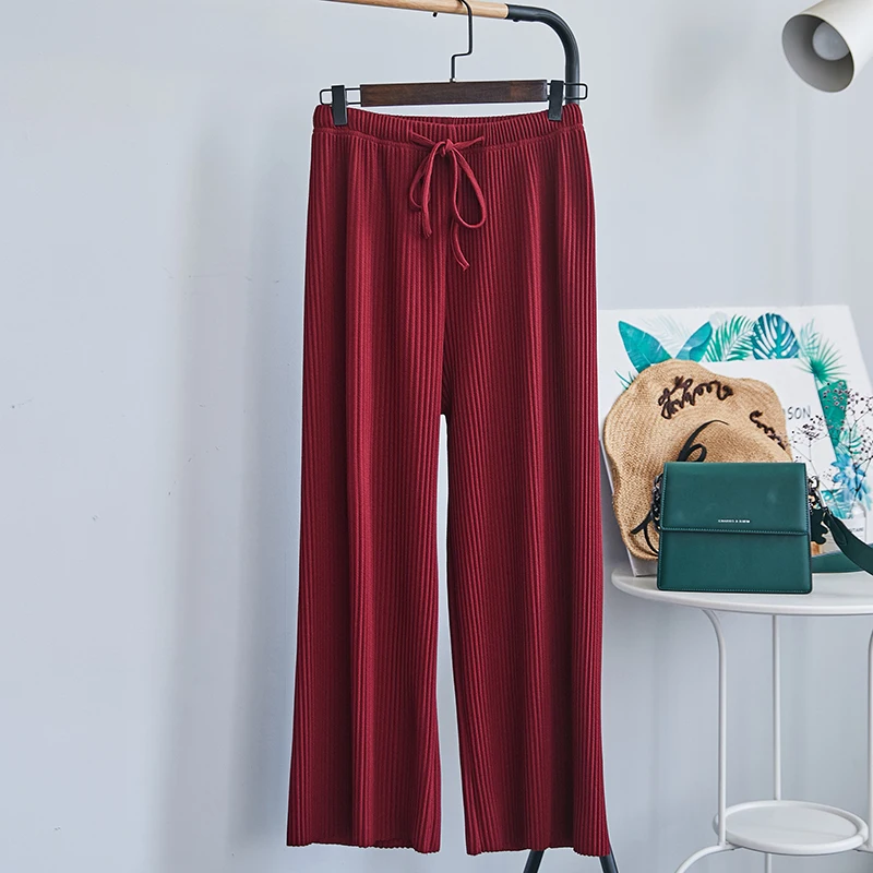 

[AoSheng] 2019 Summer Sense New Wide Leg Pants Ankle Length Pants Loose Casual Pants Female High Waist Pant Women Trousers