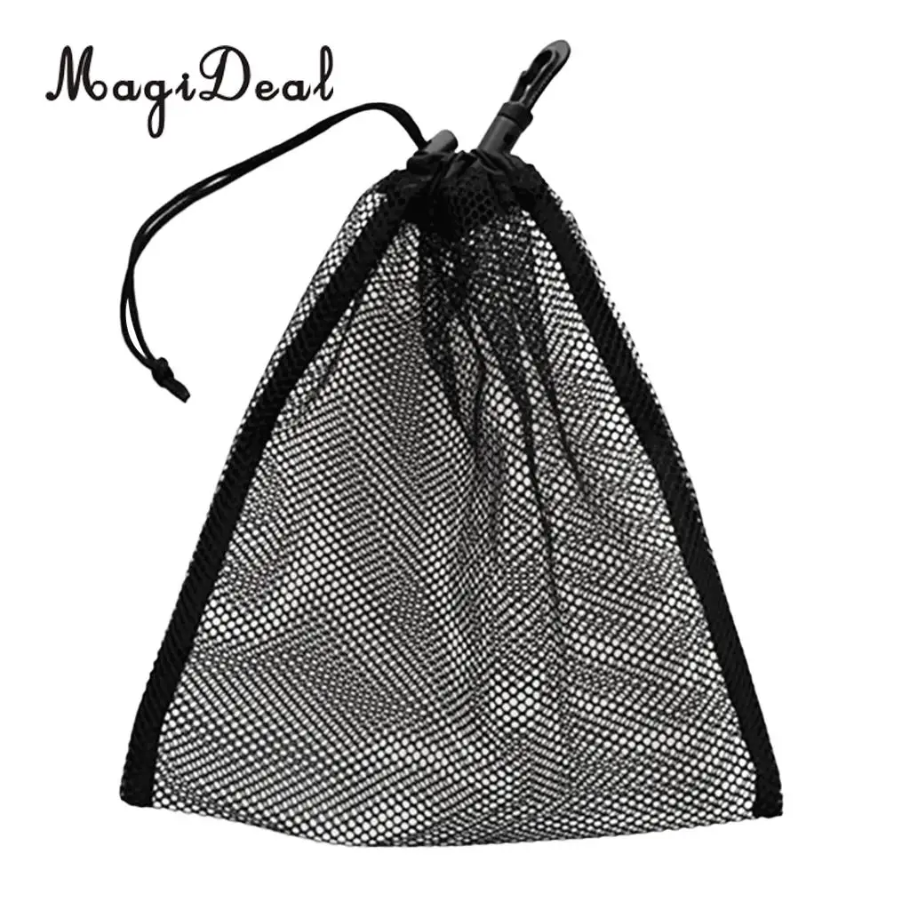 Durable Snorkeling Diving Mesh Nets Bag Pouch Kayak Boat Golf Tennis 30 Ball Carrying Holder Storage Clip On Caddy Pouch 20x24cm
