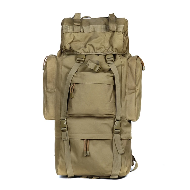 

Grote Capaciteit 65L Man Tactische Travel Back pack Buiten Camping Wandelen Tas voor Mountaineer Regenhoes Metalen Frame Klimmen