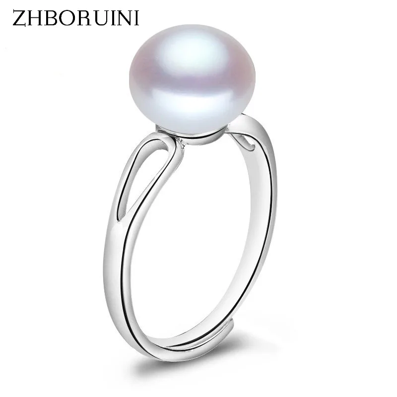 

ZHBORUINI 2017 Fashion Pearl Ring Jewelry Of Silver Oval Natural Freshwater Pearl Rings 925 Sterling Silver Rings For Women Gift
