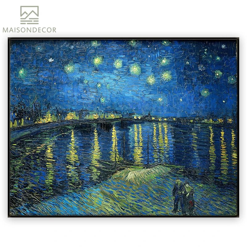 Paisaje artista Vincent Van Gogh pintura de aceite Relica noche estrellada  barco en lienzo, decoración para el hogar para habitación DIY marco|Pintura  y caligrafía| - AliExpress