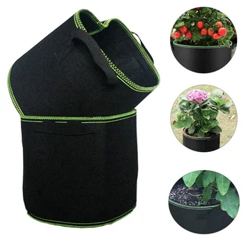 

Grow Bags Aeration Black Non-woven Fabric Pots with Handles Planting Bag Seedling Flowerpot