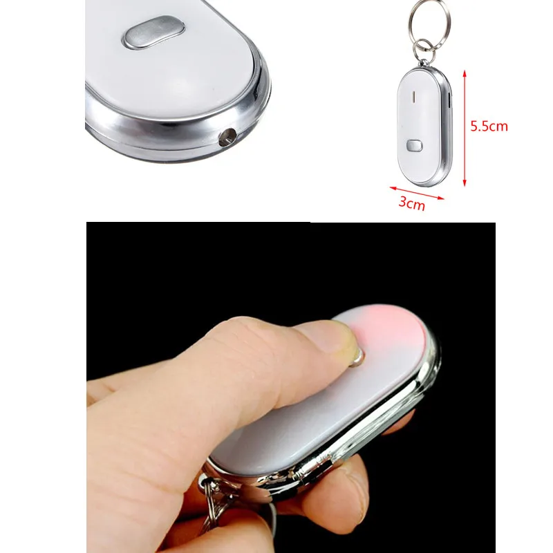 

LED Anti-Lost Key Finder Find Locator Keychain Whistle Beep Sound Control Torch 6*4.3cm