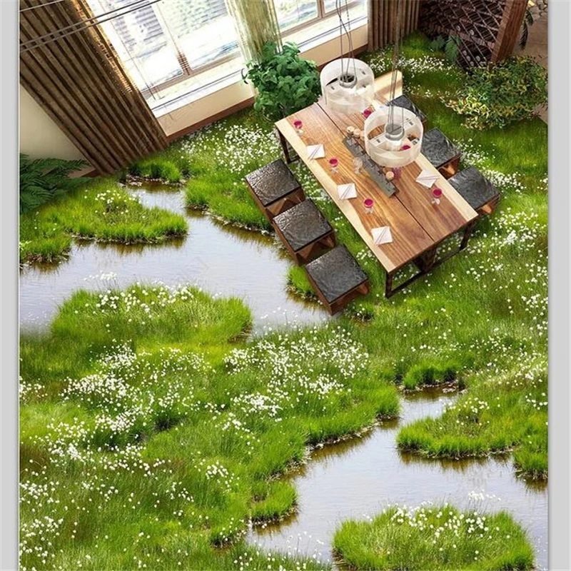 Индивидуальный паркет beibehang 3D Большая фреска растения Цветок Трава 3D гостиная спальня пол бумага для рисования де parede 3d обои