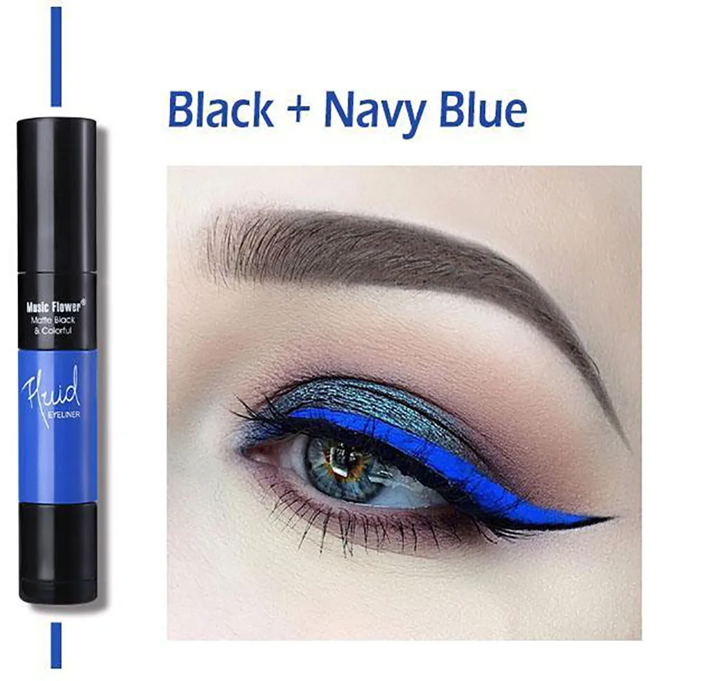 Новинка, красивая матовая черная цветная жидкая подводка для глаз, 2 в 1, легкий кончик пальца, подводка для глаз, карандаш, водостойкая Косметическая подводка для глаз, долговечная - Цвет: Blue