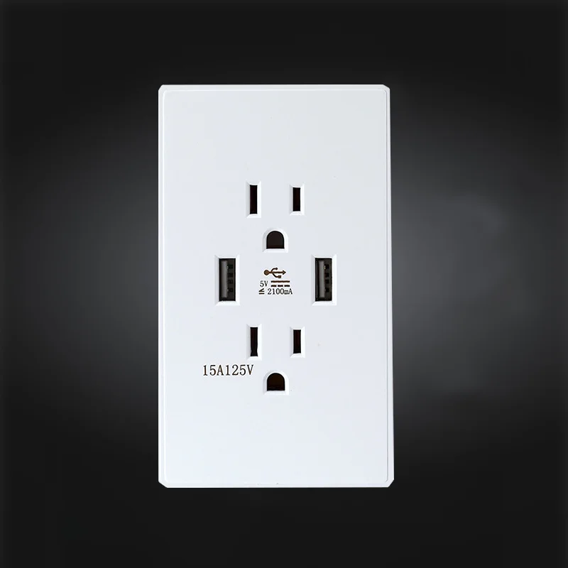 

5V 2A Wall Socket Charger US Dual USB AC 125V 15 Amp Wall Receptacle Socket Outlet Adapter Plug DC Duplex Power Supply Charging