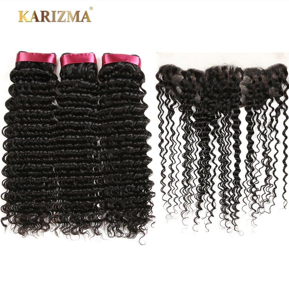 us $45.62 50% off|aliexpress : buy karizma brazilian deep wave bundles  with frontal 3 bundles with frontal closure 13x4 human hair weave non remy