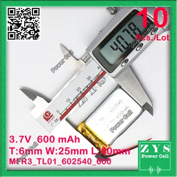 

SafetyPacking(Lavel4) 10pcs 3.7v lithium polymer battery 062530 602530 600MAH MP3 MP4 small toys GPS navigation digital products